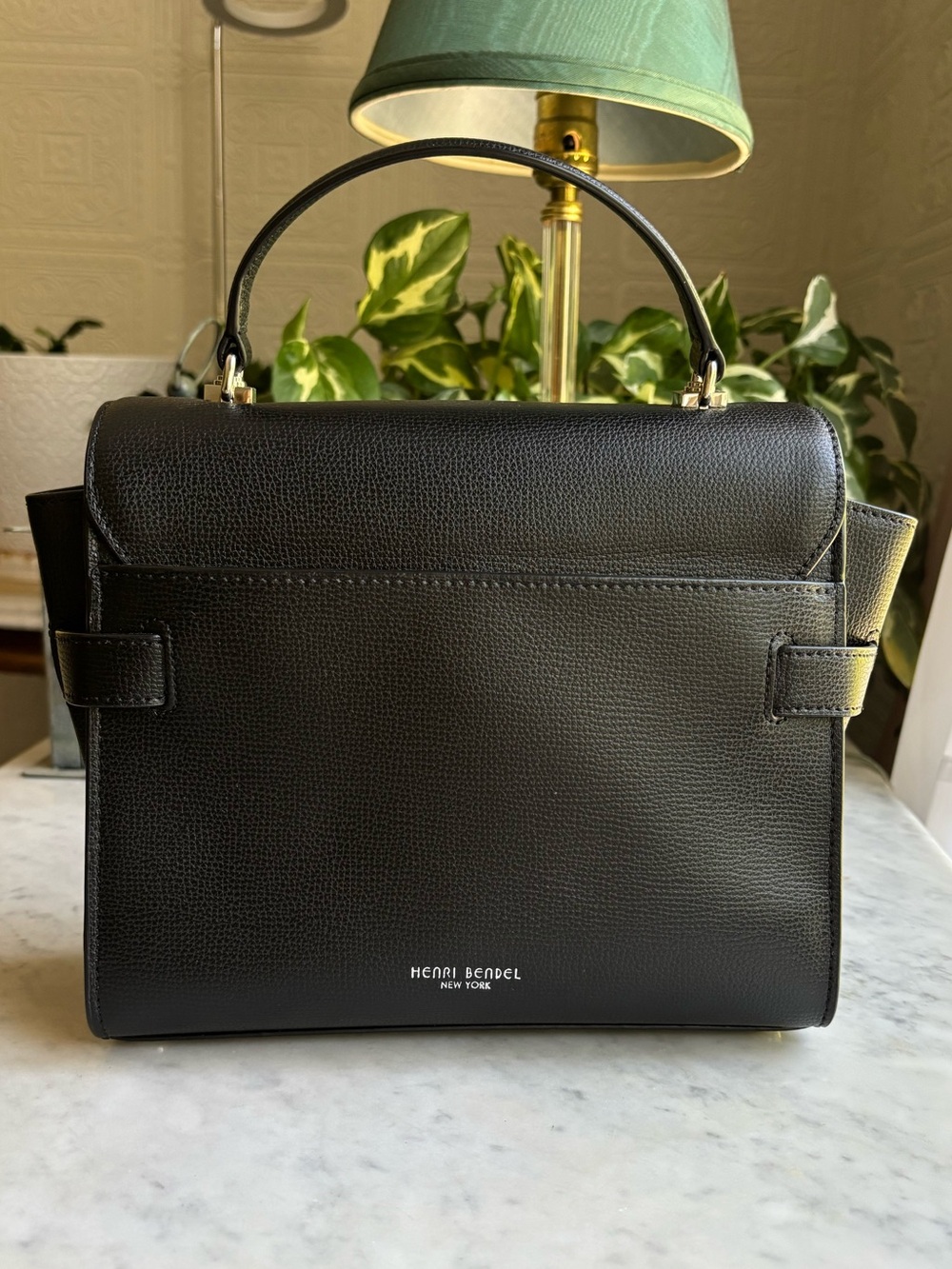 NWOT Henri Bendel Uptown Black Satchel with Detachable Shoulder Strap - Picture 3 of 8